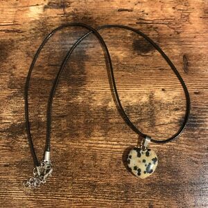 Synthetic Dalmatian Jasper Heart Necklace